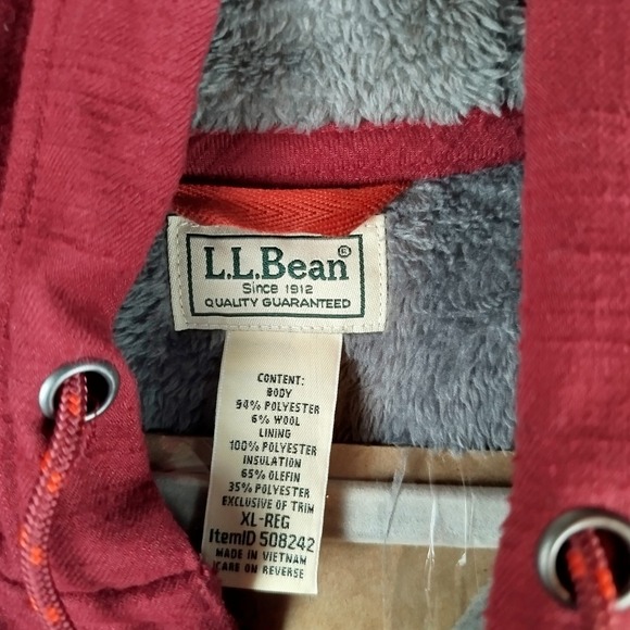 LL Bean Katahdin Performance Red Jacket Mens XL Flannel Hi Pile Fleece Lined - Picture 8 of 14